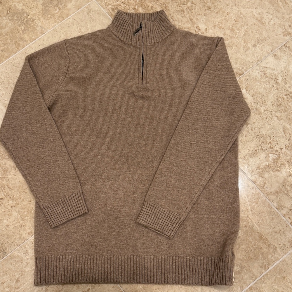 Men's Taupe Cashmere Zip-Up Sweater